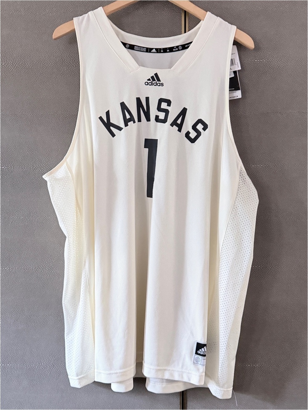 adidas Men's Kansas #1 Basketball Jersey Tank Top 2XL Cream Black New with Tags